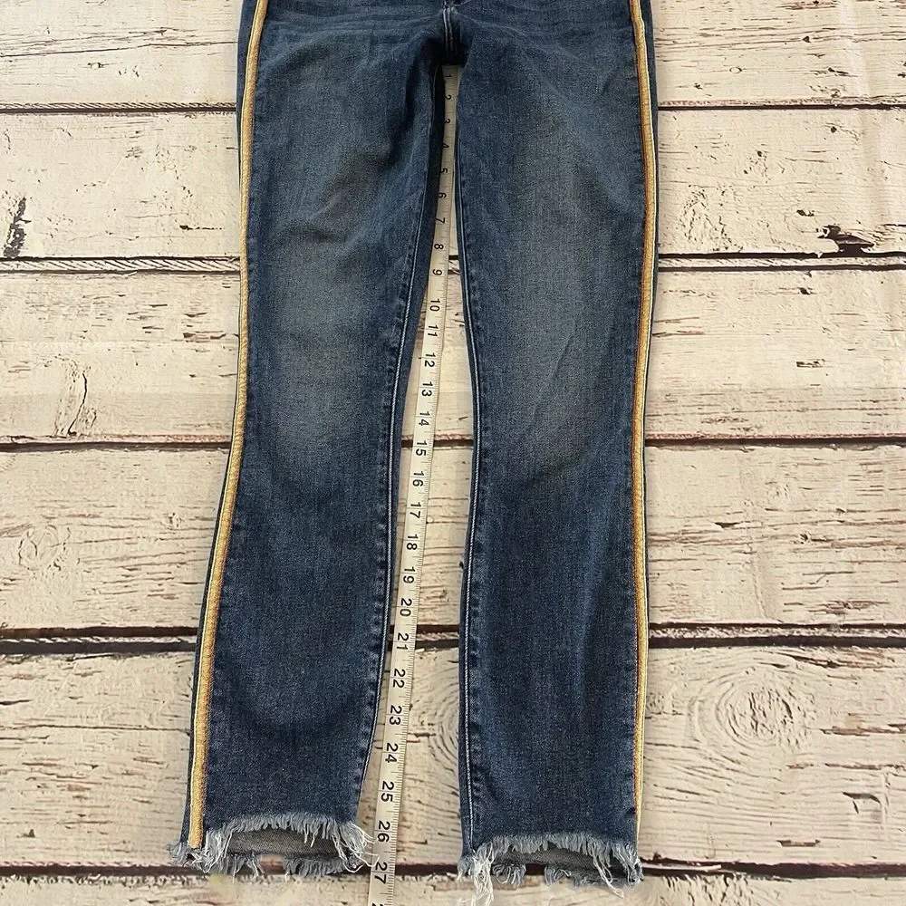 Abercrombie & Fitch Harper Low Rise Ankle Jeans Size 24/00r Blue Side Stripes‎